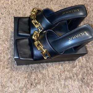 Black open toe heels 8 1/2